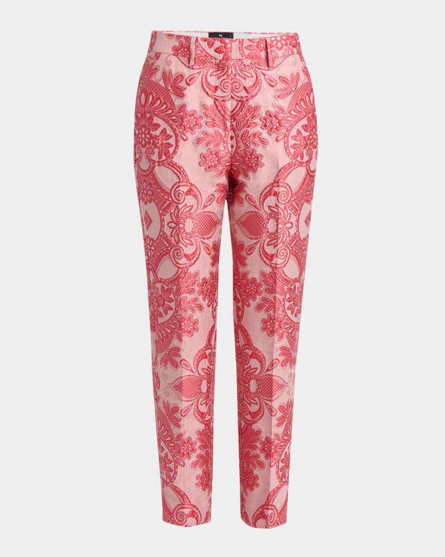 Paisley Jacquard Cropped Skinny Trousers